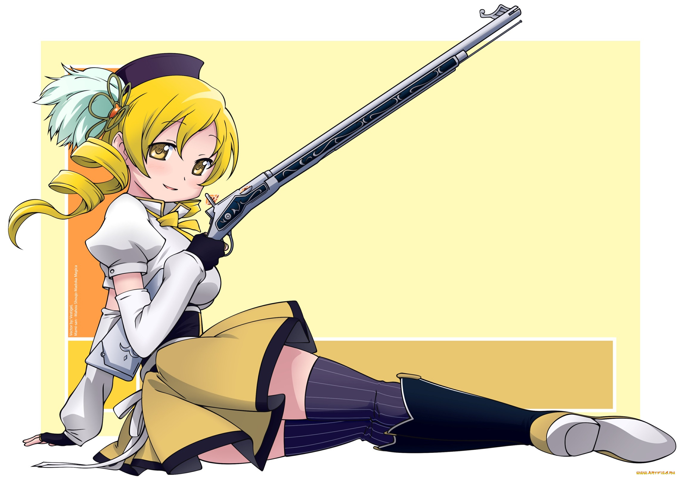 Обои Mami Tomoe Аниме Mahou Shoujo Madoka Magika, обои для рабочего стола,  фотографии mami, tomoe, аниме, mahou, shoujo, madoka, magika, девушка,  ружьё, ножки, magica Обои для рабочего стола, скачать обои картинки заставки